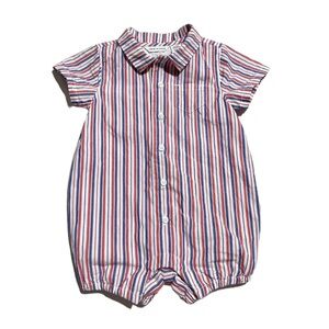 Janie and Jack patriotic striped cotton romper 3-6 months